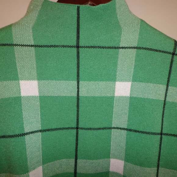 NWOT JNY Jones New York Mock Neck Sweater M Green Plaid Raglan Long Sleeve Thick - Picture 4 of 14